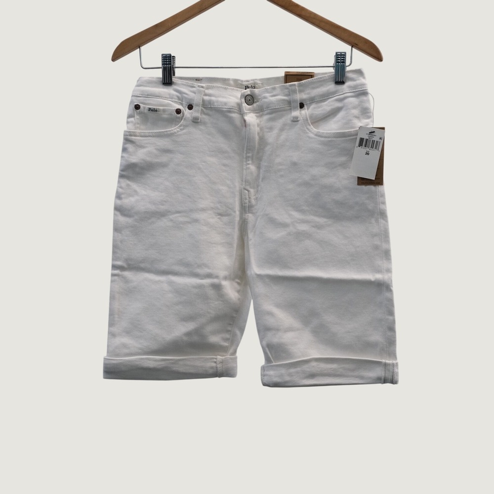 Polo Ralph Lauren Sullivan‎ Slim Denim Shorts Kids Size 20 White NWT